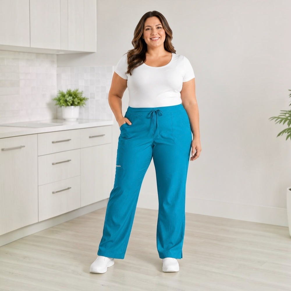Skechers‎ by Barco Women's Scrub Pants 2XLP Petite Teal Nursing Medical Workwear